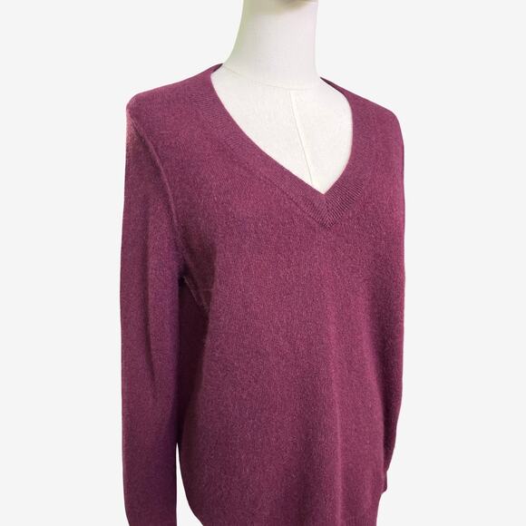 Aqua Cashmere 100 Percent Cashmere V Neck Sweater Purple Berry Women’s Size L - Picture 3 of 6